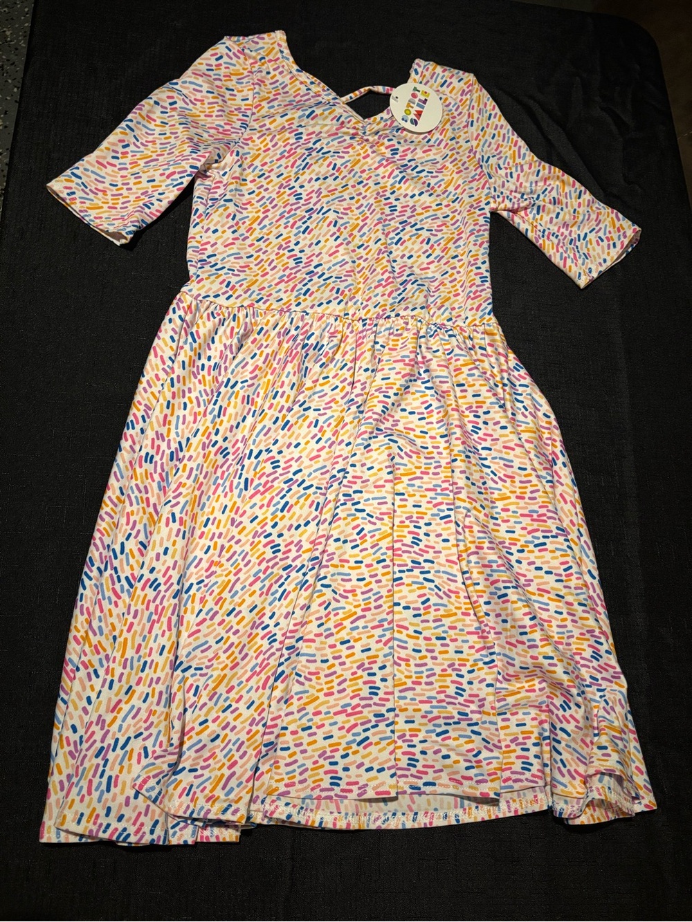 Dot Dot Smile Girls' Sprinkle-Print Short Sleeve Dress in White